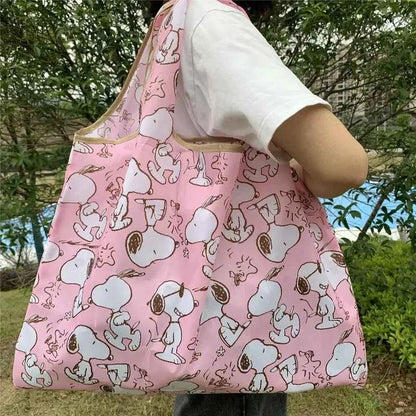 Snoopy Reusable Shopping Bag – Large Capacity Foldable Tote B 20.9 × 15.7 × 10.2 inches (53 × 40 × 26 cm)