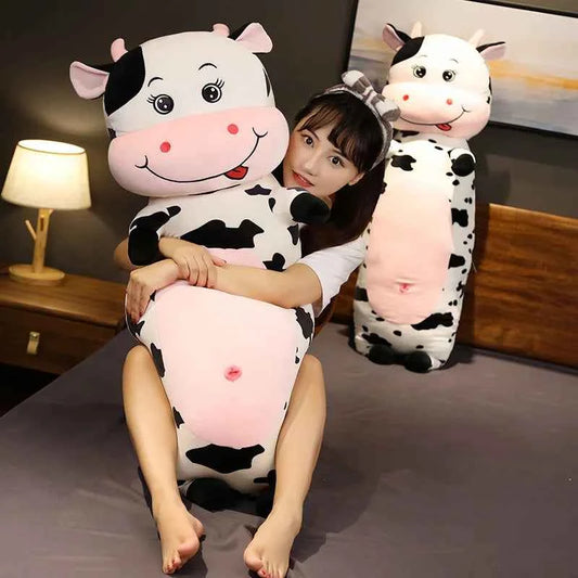 Giant Milk Cow Plush Toy – Cute Sleeping Cow Stuffed Animal Body Pillow