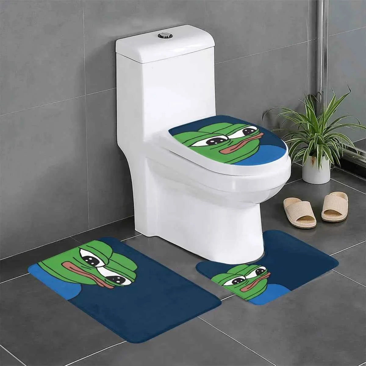 Pepe The Frog Apu Apustaja 3 Pcs Bath Mat Bathroom Set Lid
