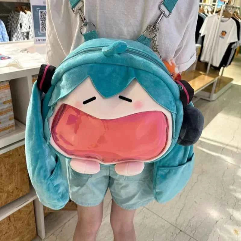 Kawaii Hatsune Miku Plush Backpack (15.7 in) - Cute Anime Girl Knapsack & Student Gift