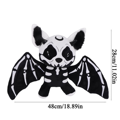 Skeleton Bat Plush Toy – Halloween Stuffed Animal Decor White 11.0" (28cm)