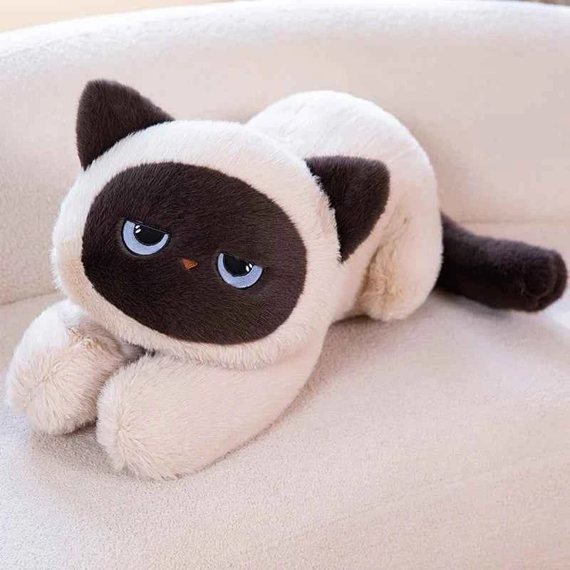 Giant Cute Black/Gray Lying Cat Plush Toys Soft Simulated Cat Plushie Dolls Pillow Stuffed Animal Lovely Birthday Gift