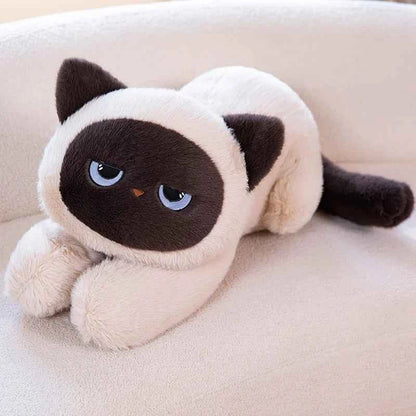 Giant Cute Black/Gray Lying Cat Plush Toys Soft Simulated Cat Plushie Dolls Pillow Stuffed Animal Lovely Birthday Gift