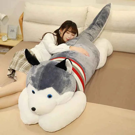 Giant Husky Plush Toy – Soft Dog Body Pillow Stuffed Animal
