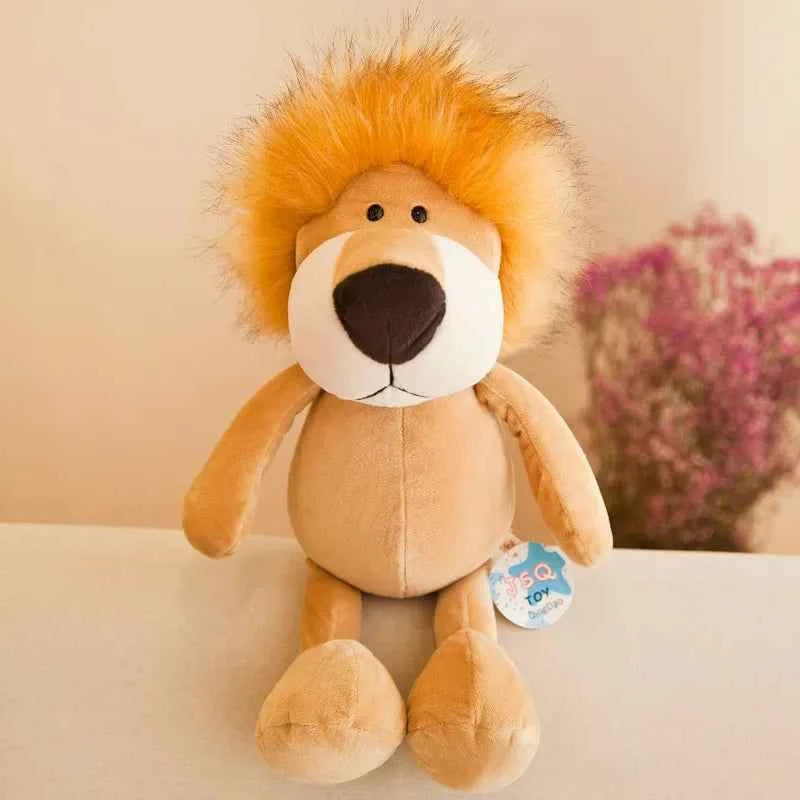 25cm Stuffed Lifelike Lion Tiger Elephant Monkey Leopard Giraffe Raccoon Doll Simulation Forest Animals Plush Toys for Kids Gift