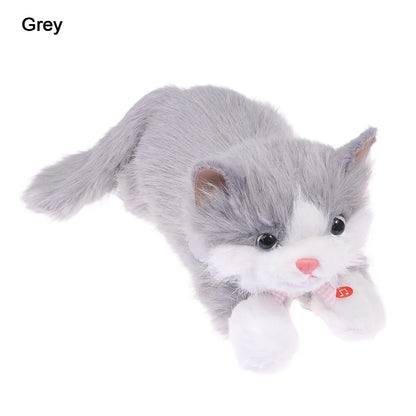 Kawaii Simulation Ragdoll Cat Plush Doll - Soft Lifelike Voiced Kitten Toy and Gift in 11 Colors, 40cm Grey1-with Bib
