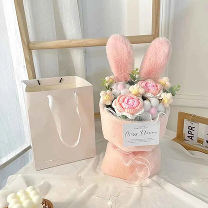 Cute Knitted Rabbit Plush Bouquet - Graduation/Valentine's Day/Birthday Gift
