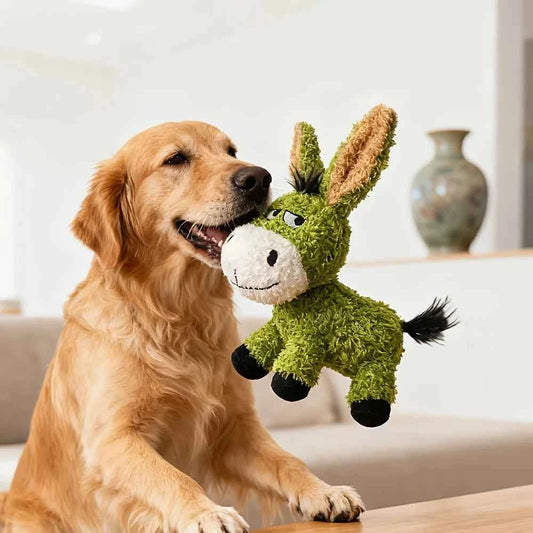 Donkey Dog Plush Toy – Durable Squeaky Chew Toy for Dogs
