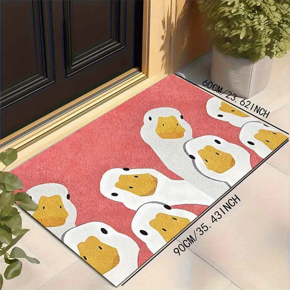 Cartoon Duck Print Outdoor Floor Mat Soft Machine Washable