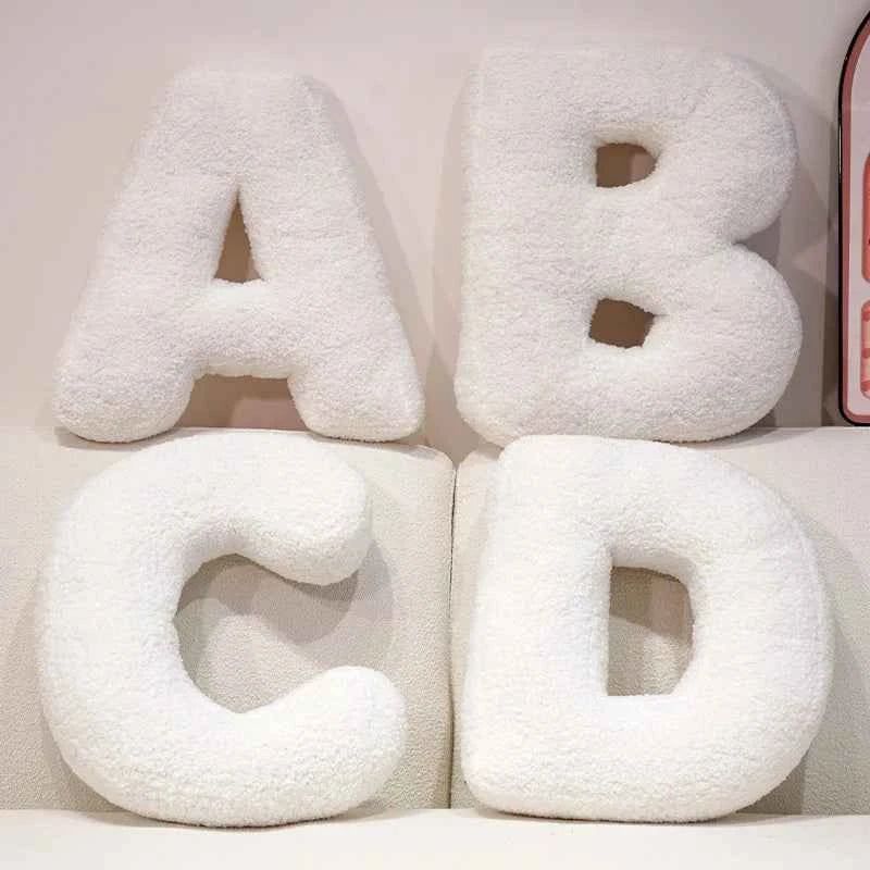 Kawaii English Letter Plush Pillow – Soft Stuffed Alphabet Sofa Cushion & Kids Learning Toy (A–Z + Heart)