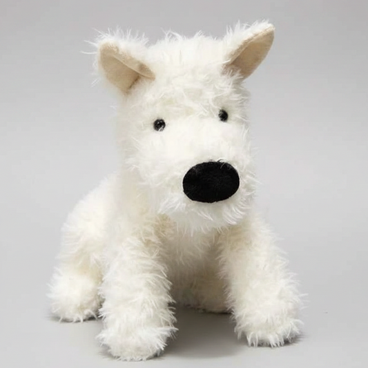 Lifelike West Highland White Terrier Plush Toy – Fluffy Realistic Stuffed Dog Doll Gift White