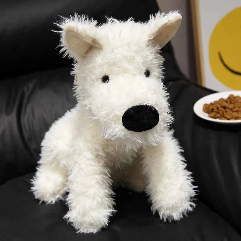 Lifelike West Highland White Terrier Plush Toy - Fluffy Real-Life Stuffed Dog Doll Gift