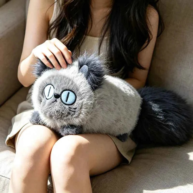 Kawaii Brown Cat Plush Pillow – 30 cm or 46 cm