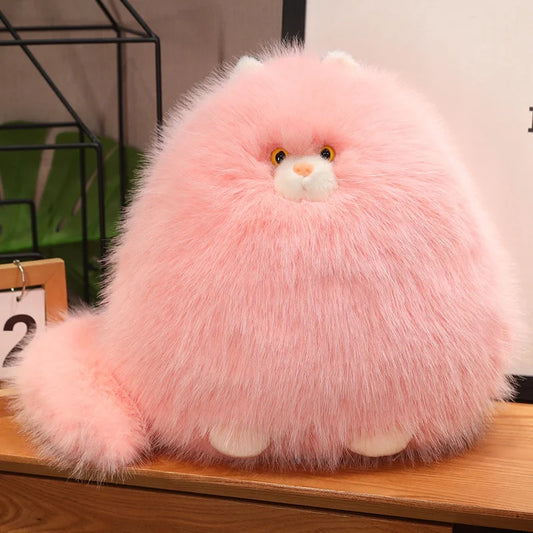 Fluffy Cat Plush Toy – Soft Stuffed Cat Pillow Pink