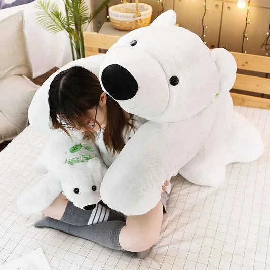 Giant Polar Bear Plush Toy (23.6-39.4 in) - Cute Cartoon Stuffed Doll Long Pillow Gift