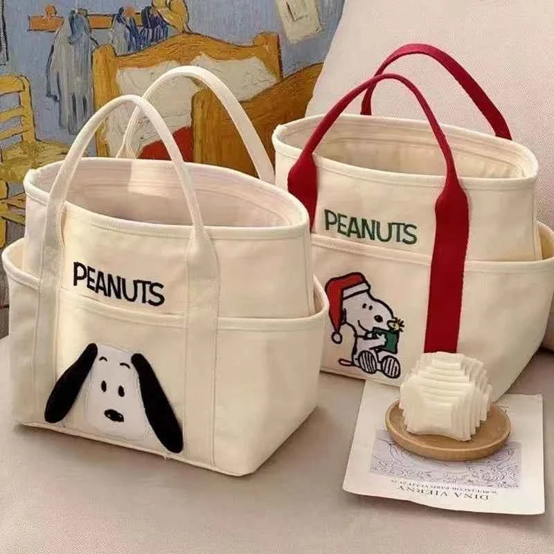 Snoopy Canvas Shoulder Bag – Large Capacity Multi-Pocket Handbag