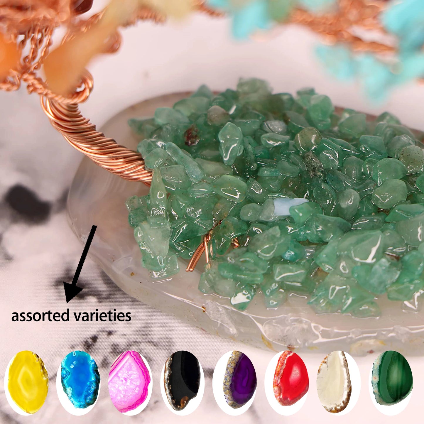 Seven Chakras Crystal Money Tree – Natural Gemstone Feng Shui Fortune Tree Ornament