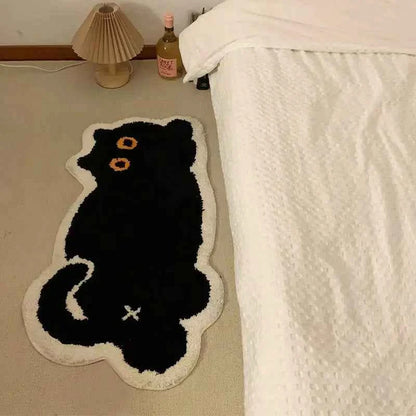 Black Cat Rug Cute Imitation Cashmere Family Bedroom Bed