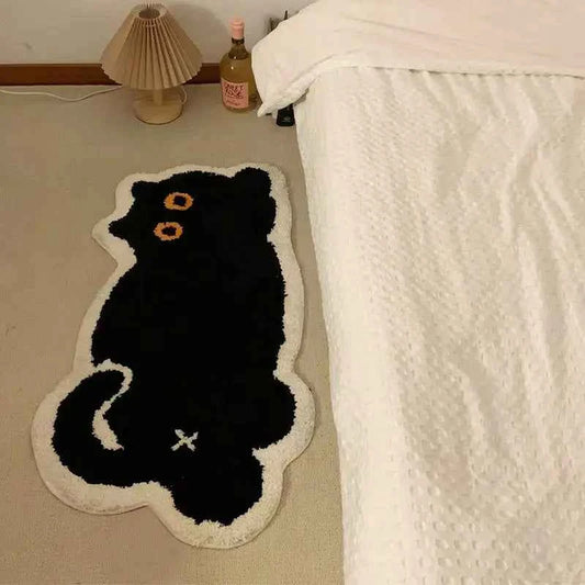 Black Cat Rug Cute Imitation Cashmere Family Bedroom Bed
