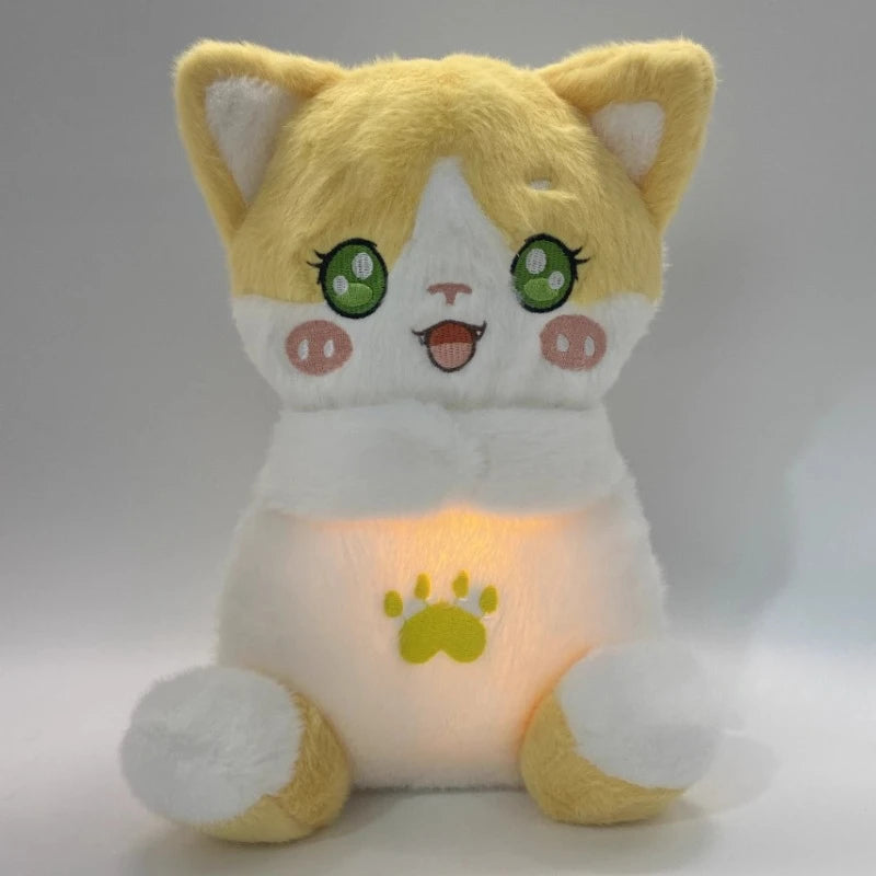 Luminous Breathing Fox Cat Plush Toy – Music & Light Sleep Companion