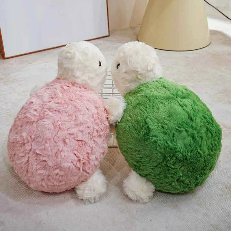 Kawaii Tortoise Plush Pillow – Soft Stuffed Sea Turtle Cushion in Green & Pink (25–60cm)