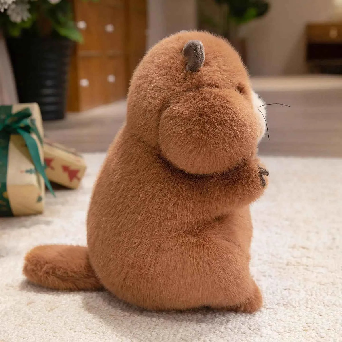 Cute Simulation Marmot Plush Doll - Fluffy Sitting Groundhog Stuffed Animal Toy Gift, 3 Sizes