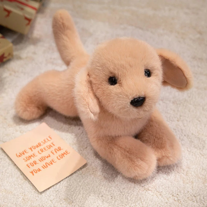 Kawaii Lifelike Dog Plush Pillow - Soft Stuffed Golden Retriever and Labrador Toy in 2 Colors and 3 Sizes, 30-43cm Brown