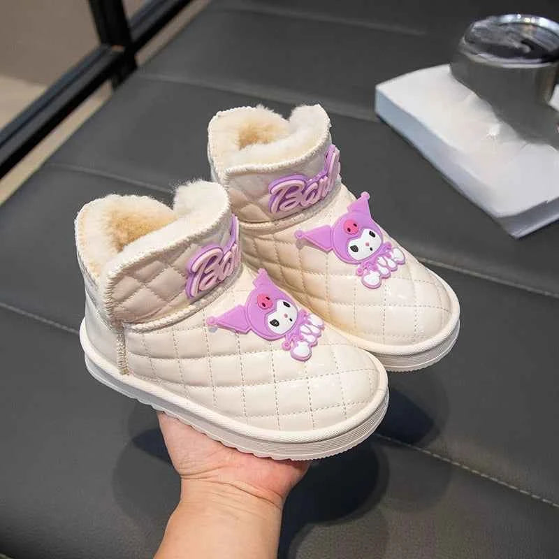 Kids'Casual Shoes Boots Cartoon PU Leather Winter Outdoor Sports Shoes For Girls Keep Warm Anti-slip Black Pink Size 26-37
