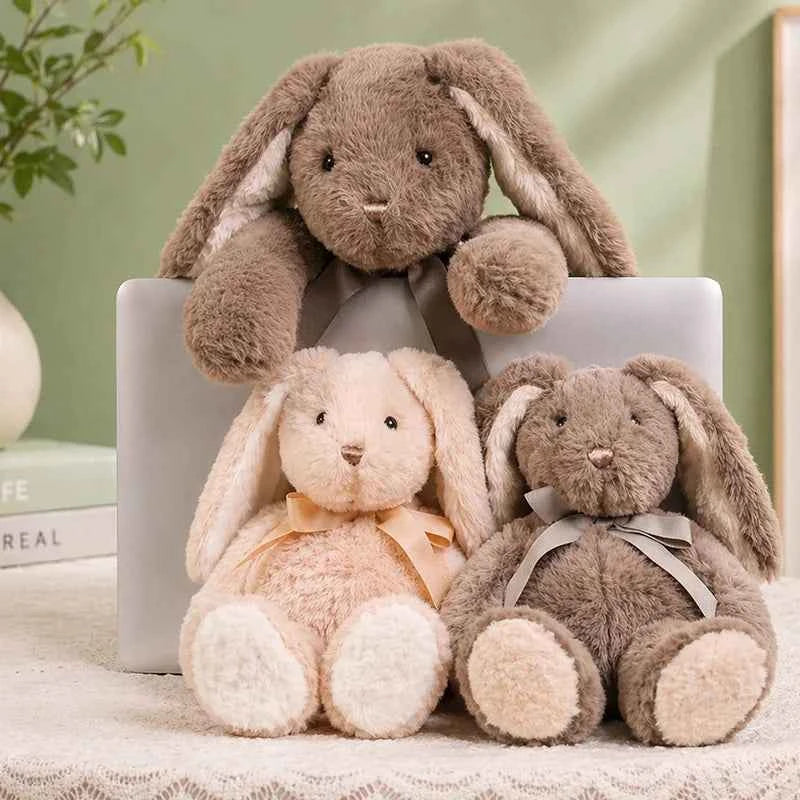 Bow Lop Ear Rabbit Plush Toys Soft Bunny Stuffed Animal Rabbit with Long Ear for Children Accompany Doll Birthday Gift