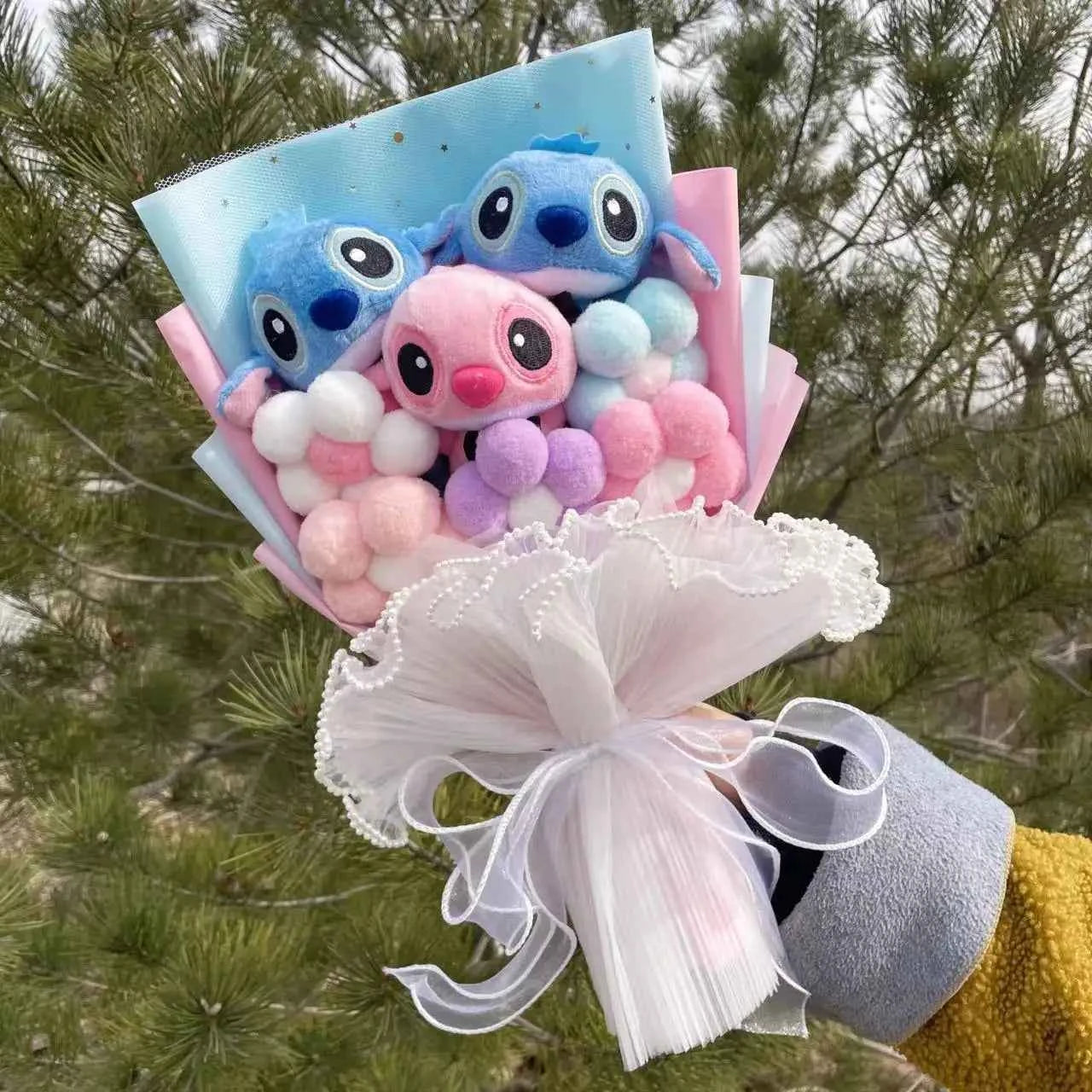 Super Soft Anime Stitch Plush Bouquet (11.0-13.8 in) - Stuffed Doll Gift