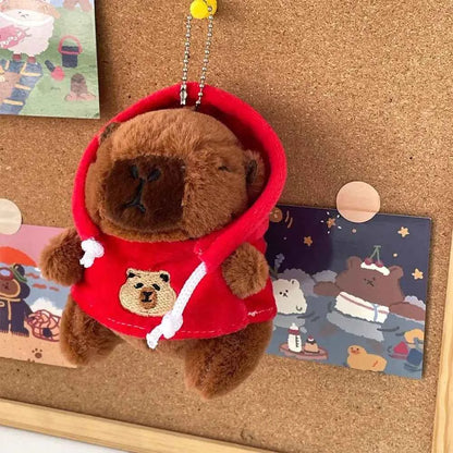 Cute 12cm Capybara Plush Toy: Hoodie, Wings & Keychain/Pendant Gift