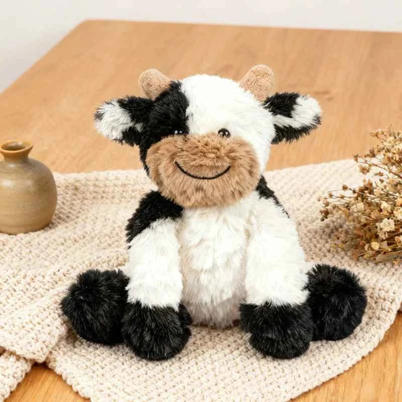 Kawaii Sitting Cow Plush Doll - Soft Stuffed Animal Sleep Companion and Gift, 4 Colors