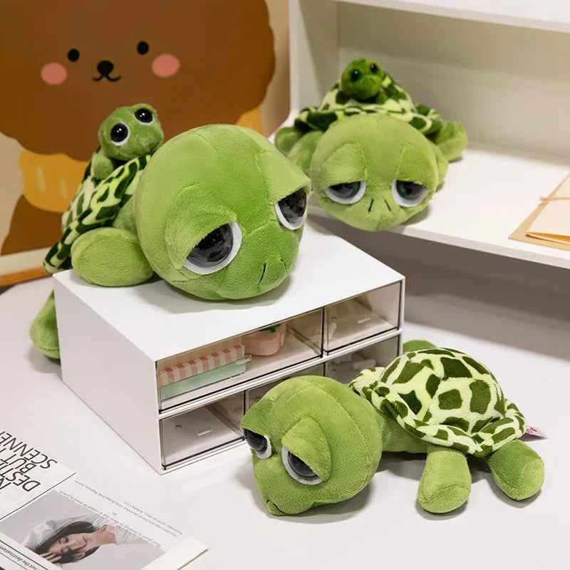 Mother & Baby Turtle Plush Toy – Cute Big-Eyed Turtle Stuffed Animal Pillow