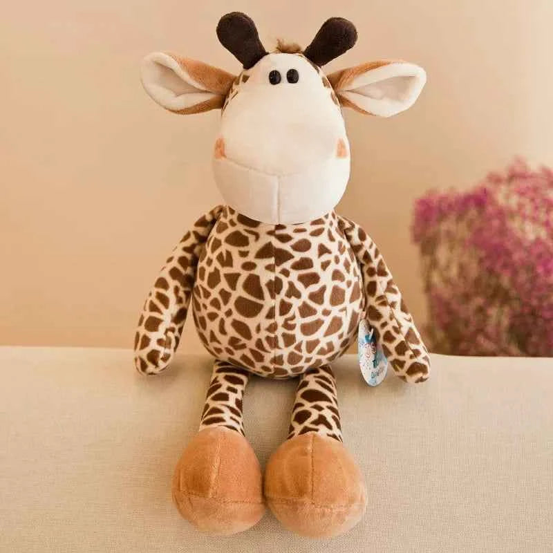 25cm Stuffed Lifelike Lion Tiger Elephant Monkey Leopard Giraffe Raccoon Doll Simulation Forest Animals Plush Toys for Kids Gift