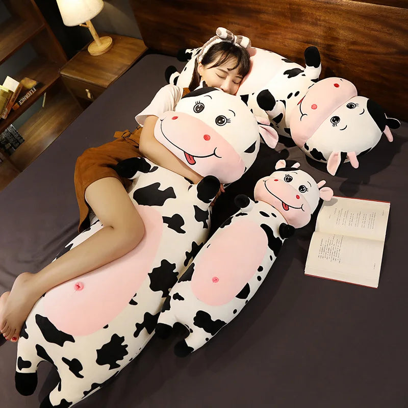 Giant Milk Cow Plush Toy – Cute Sleeping Cow Stuffed Animal Body Pillow