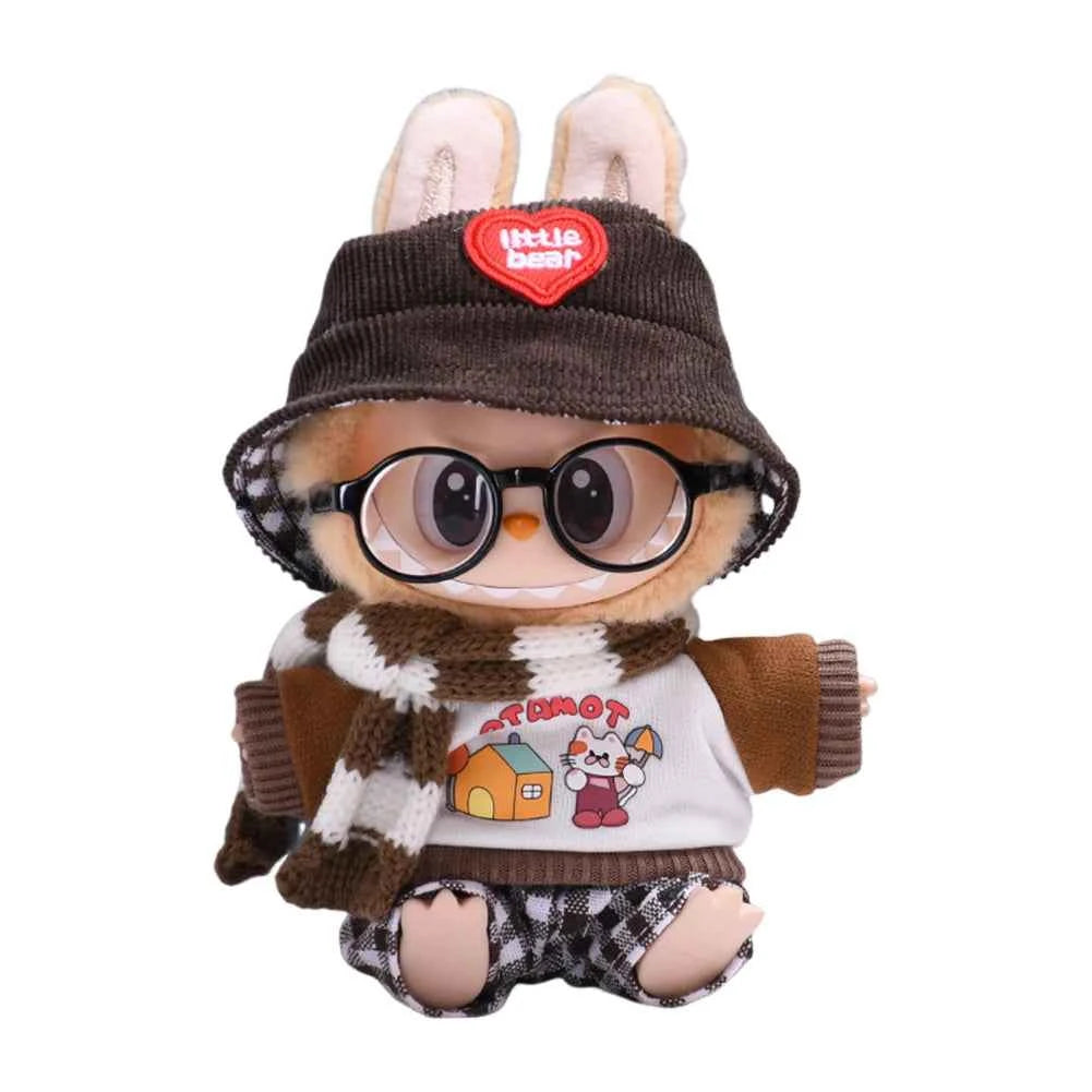 For Labubu 15-17cm V1 v2 Clothes Outfit Sitting Clothes Cute Sweater Hat Outfit Accessories Fashion Dolls Accessories No Dolls