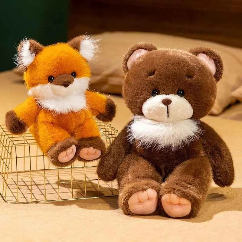 Kawaii Animal Plush Doll - Soft Stuffed Bear, Fox, and Pig Hugging Toy and Gift, 22cm and 30cm