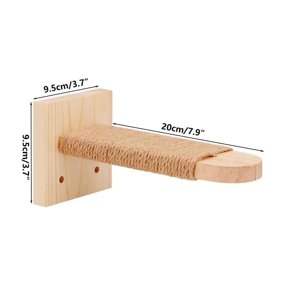 Wooden Cat Wall Steps Climbing Kitten Ladder Sisal Rope Pet 1 piece