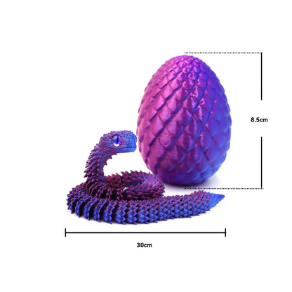 3D Printed Snake Surprise Egg Set – Flexible Jointed Figurines (4 Eggs + 4 Snakes)