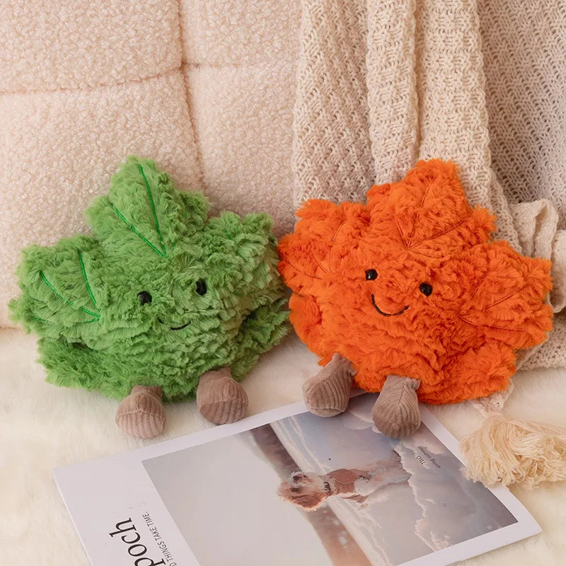 Kawaii Maple Leaf Plush Toy - Soft Stuffed Autumn Leaf Plant Doll and Home Decor Gift in 3 Colors, 22cm