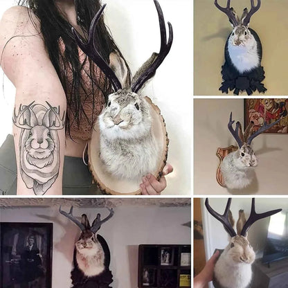 Faux Taxidermy Bunny Head Wall Mount – Resin Rabbit Jackalope Wall Decor