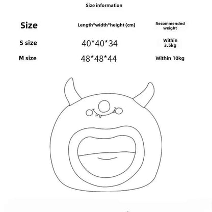 Kawaii Cartoon Monster Pet Bed (Up to 18.9 in) - Fully Enclosed Cat House Winter Warm