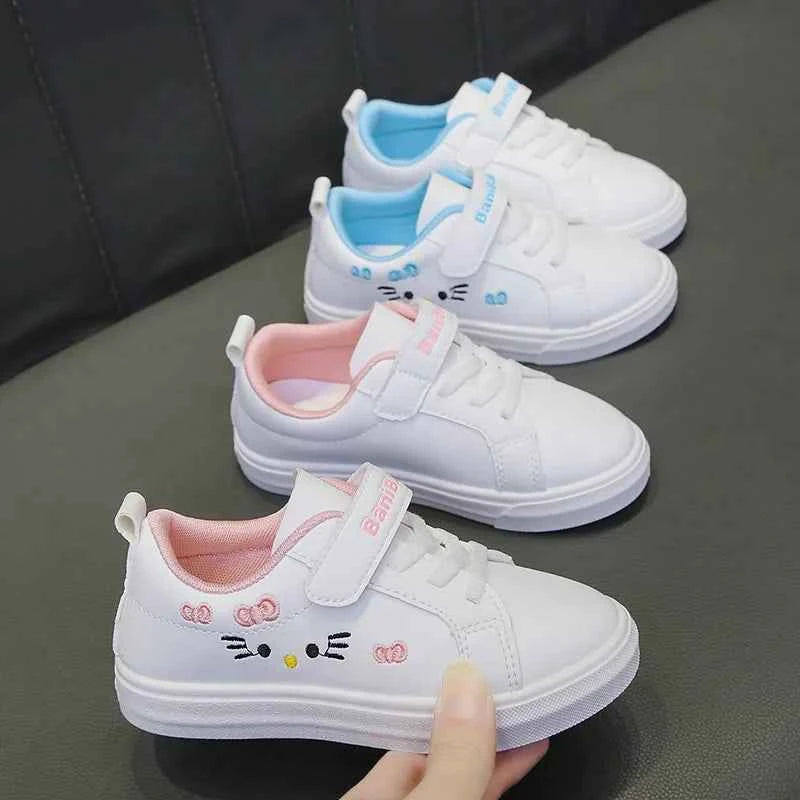 Kids White Sneakers 2025 Fall Slip Resistant Durable Spring Autumn Shoes for Girls 4-16 Years Old Fashion Casual Sports Shoes