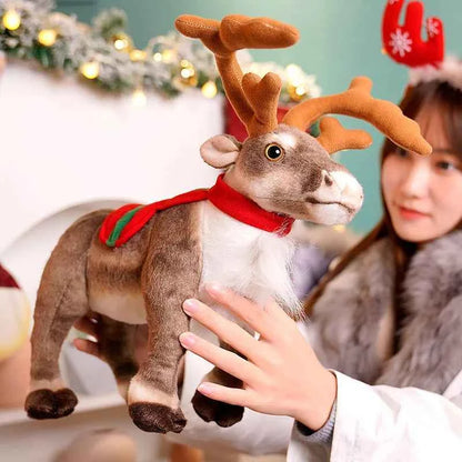Simulation Christmas Reindeer Plush Toy (13.8/16.5 in) - Soft Elk Xmas Decor Gift