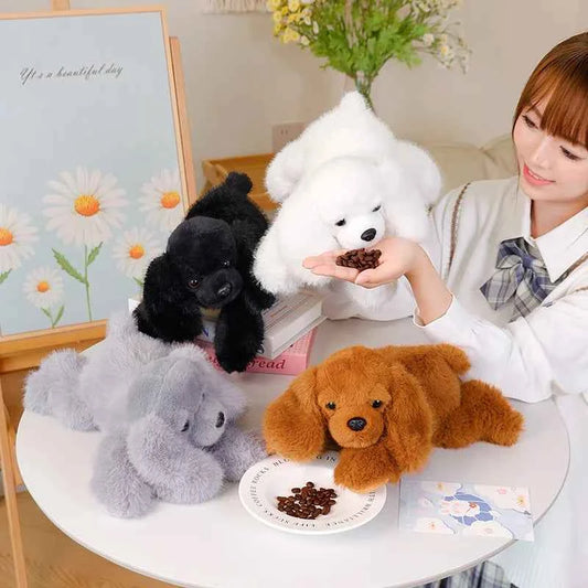 30cm Kawaii Black Puppy Plush Toy Cute Lying Dog Soft Stuffed Doll Pillow Lovely Birthday Gift for Ages