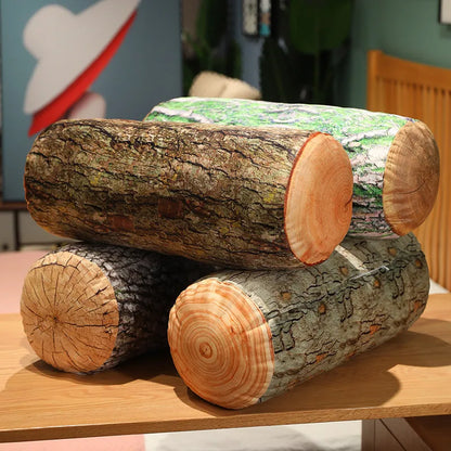 3D Tree Stump Plush Pillow – Realistic Wood Log Cushion