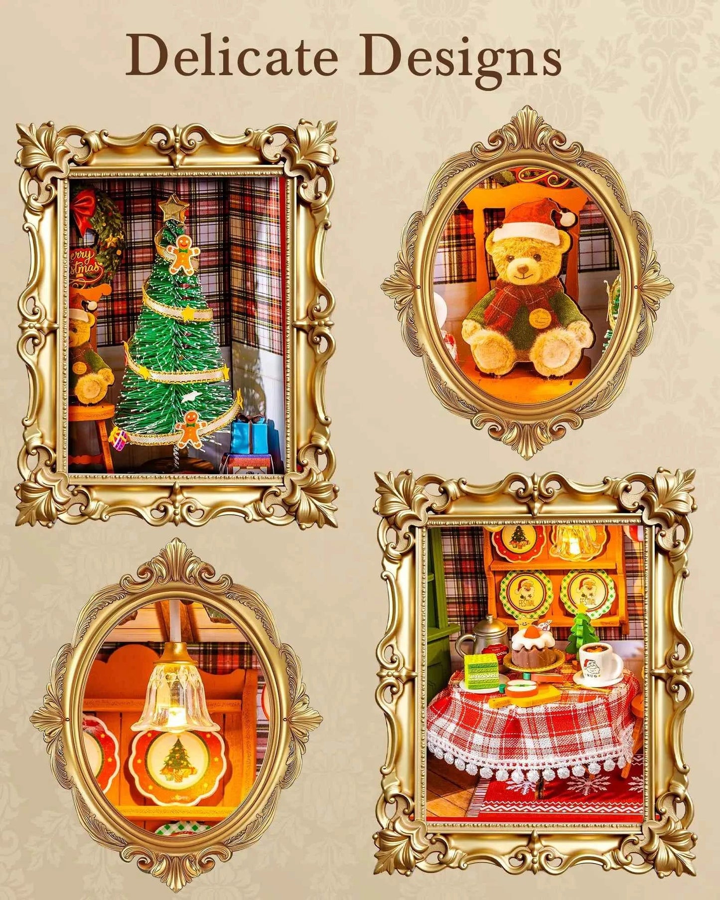Rolife Christmas Eve Party 3D LED Wooden Puzzle Kit (8.6 in) - Festive Diorama Gift