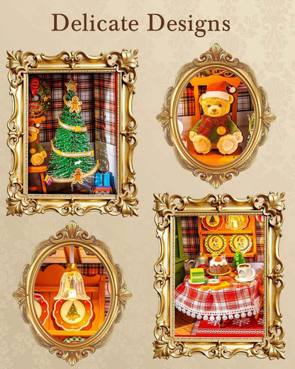 Rolife Christmas Eve Party 3D LED Wooden Puzzle Kit (8.6 in) - Festive Diorama Gift