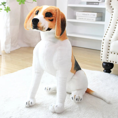 Realistic Sitting Dog Plush Toy – Rottweiler, Beagle, German Shepherd & Dalmatian Beagle