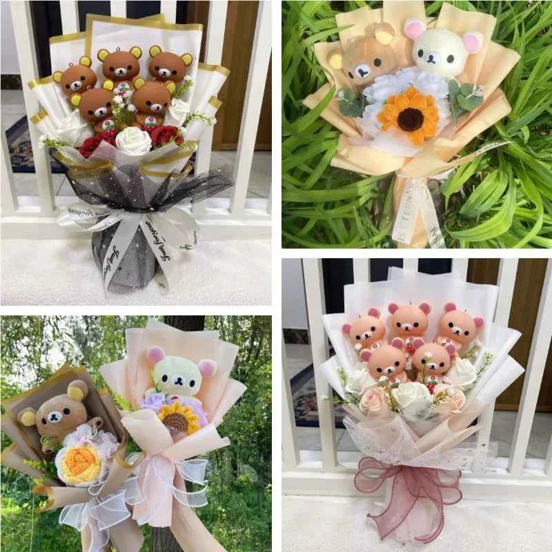 New Anime Rilakkuma Plush Doll Bouquet (12.6-13.8 in) - Stuffed Animals Gift